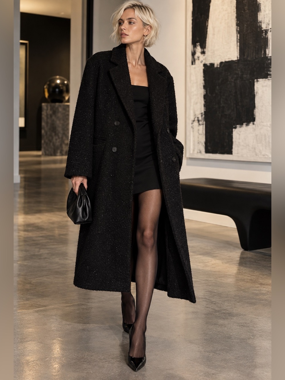 IRO Paris Gabrielle Oversized Long Black Coat Size 40 | US 6-8 NWT